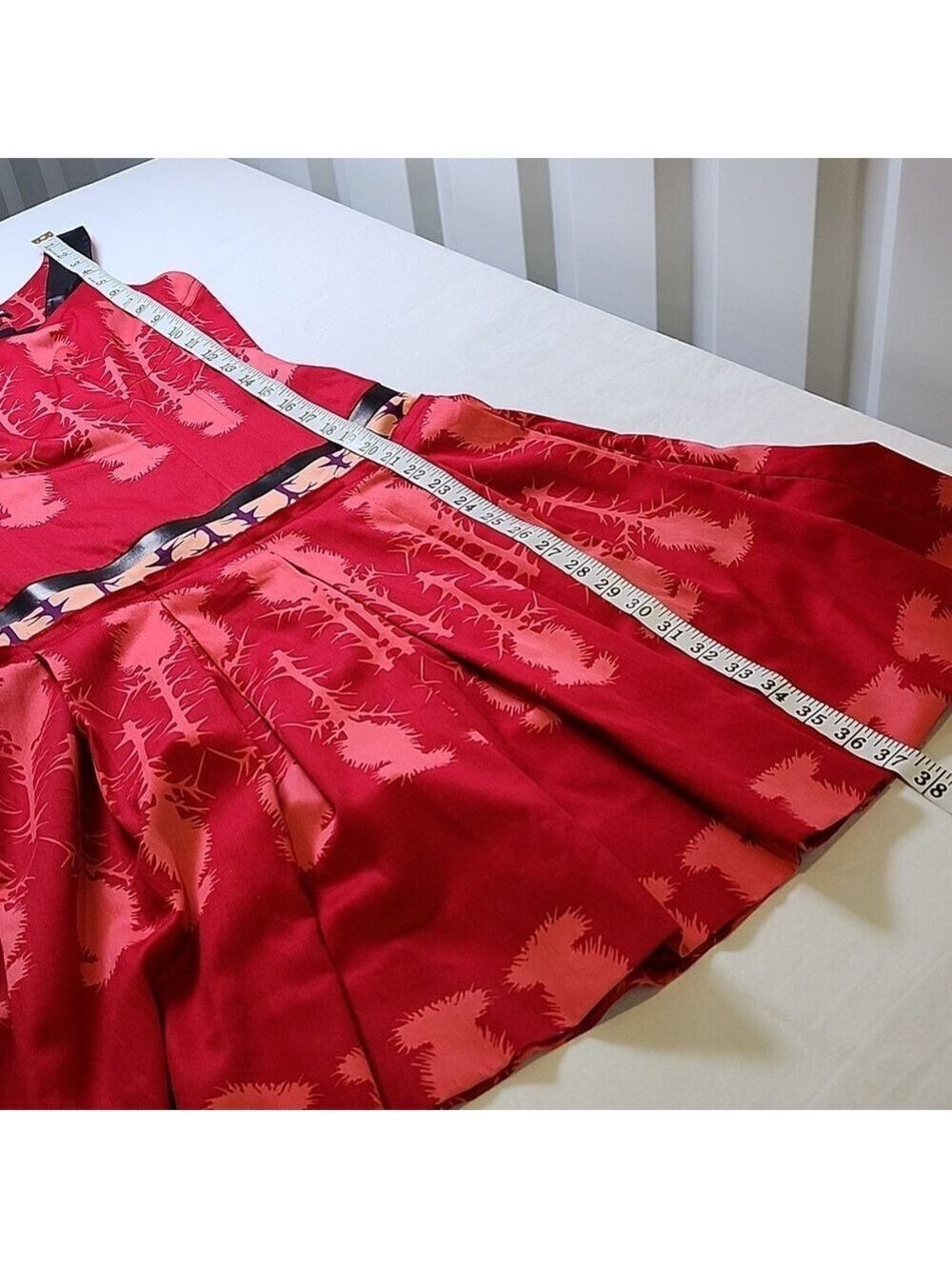 Sophie Theallet Cotton and Leather Red and Black Patterned Dress Size US8 EU40 - Picture 8 of 8